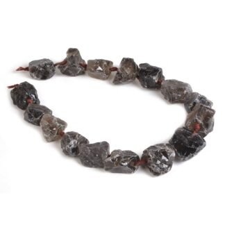 Natural Smoky Quartz Crystal Nugget Raw Graduated Beads Strand 2mm Hole Drilled
