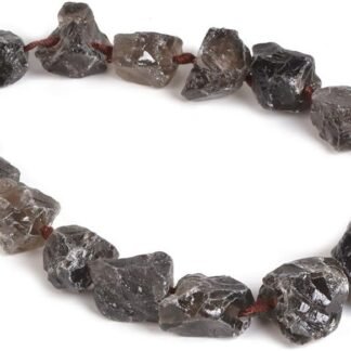 Natural Smoky Quartz Crystal Nugget Raw Graduated Beads Strand 2mm Hole Drilled