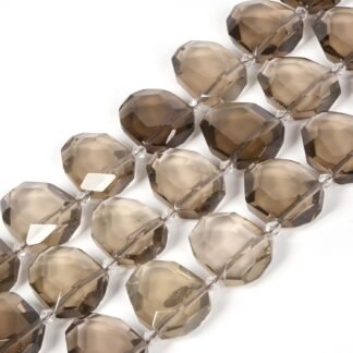 Natural Smoky Quartz Faceted Octagon Freeform Shape 30mm Beads Crystal Loose Beads for Jewelry Making DIY Necklace Bracelet Accessories 15 inch