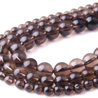 Natural Stone 8mm Smoky Quartz Smooth Round Loose Beads Energy Gemstone DIY for Jewelry Making Bracelet Necklace 1 Strand 15"