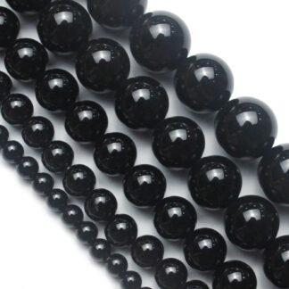Natural Stone Black Round Beads Onyx Agate Loose Beads Energy Crystal Power Gemstone for Jewelry Making DIY Bracelet Necklace 8mm