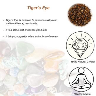 Natural Tiger's Eye Tumbled Chips Crushed Crystal Stone, 7-9mm Polished Healing Crystal Chips Healing Reiki Crystal Jewelry Making Home Decoration