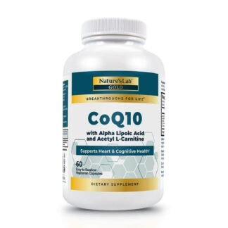 Nature's Lab CoQ10 200mg with Alpha Lipoic Acid & L-Carnitine - High Absorption Heart & Brain Support - Energy & Mitochondrial Function - 60 Capsules Gold