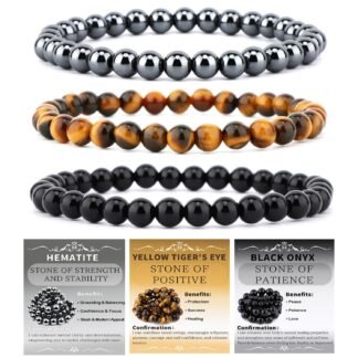 NCB 2.3-Piece 4mm Natural Crystal Gemstone Stretch Bracelets – Handmade Reiki Energy Healing Jewelry for Meditation,Yoga, Unisex