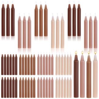 Nuanchu 100pcs Brown Spell Candles 4 Inch Unscented Mini Taper Candle Candlesticks Gradient Color for Chime Holders, Meditation, Birthday, Holiday Decoration, Ideal for Witches
