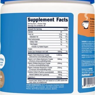Nutricost Nutrizen AM Focus Adaptogenic Mushroom Drink (Cafe Latte Flavored) 30 Servings - Includes Reishi, Lion's Mane, Shiitake, Cordyceps