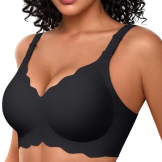 OEAK Women Bras No Underwire Scalloped Push Up Buttery Soft Tshirt Bra Seamless Full Coverage Convertible Everyday Bra