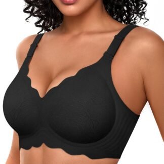 OEAK Women Bras No Underwire Scalloped Push Up Buttery Soft Tshirt Bra Seamless Full Coverage Convertible Everyday Bra