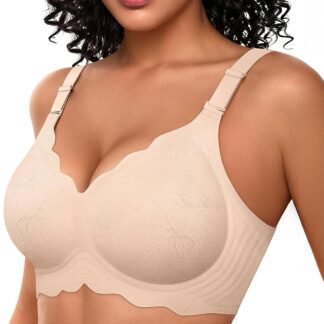 OEAK Women Bras No Underwire Scalloped Push Up Buttery Soft Tshirt Bra Seamless Full Coverage Convertible Everyday Bra