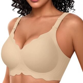 OEAK Women Bras No Underwire Scalloped Push Up Buttery Soft Tshirt Bra Seamless Full Coverage Convertible Everyday Bra
