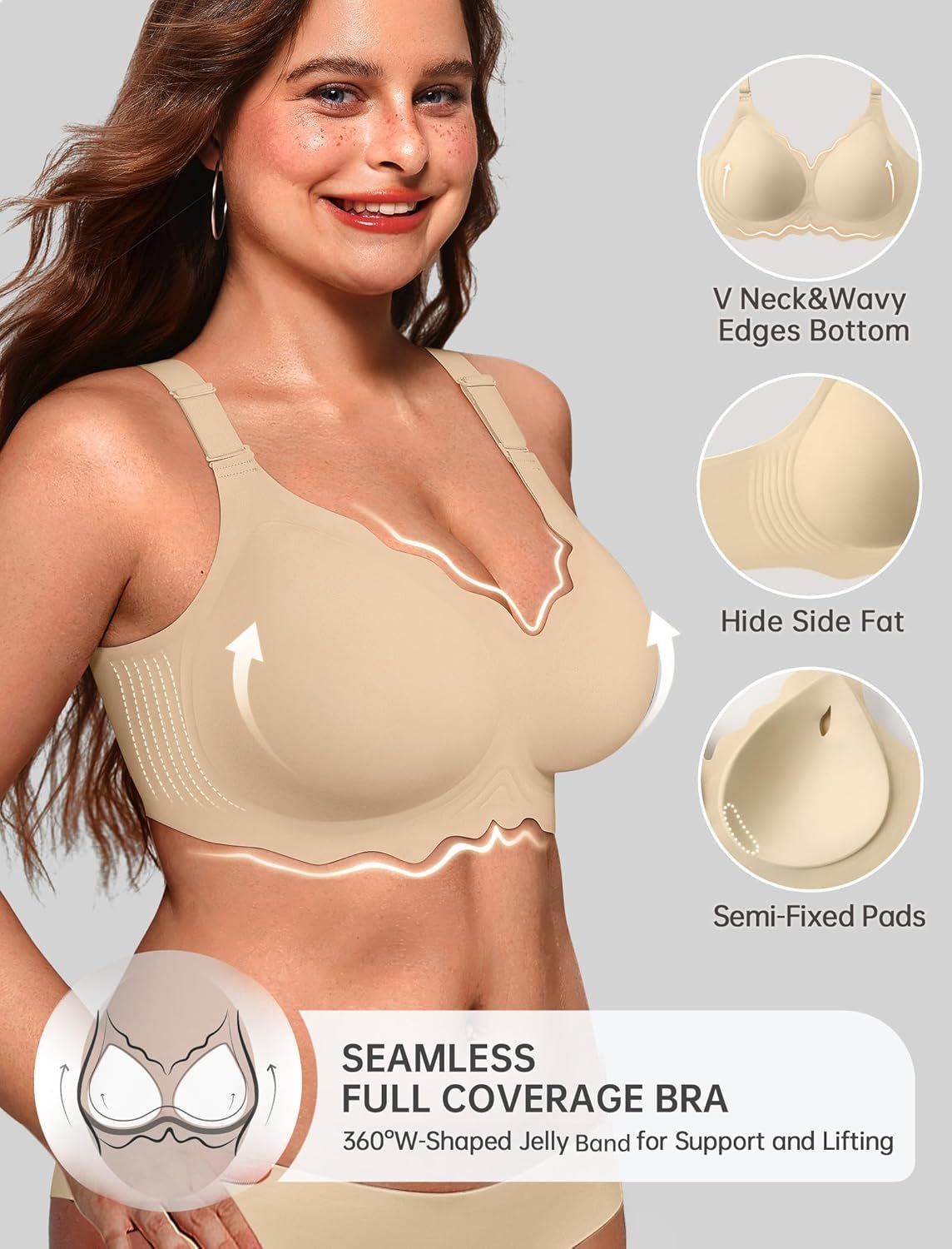 OEAK Women Bras No Underwire Scalloped Push Up Buttery Soft Tshirt Bra Seamless Full Coverage Convertible Everyday Bra - lunas-mystic-emporium.com OEAK Women Bras No Underwire Scalloped Push Up Buttery Soft Tshirt Bra Seamless Full Coverage Convertible Everyday Bra
