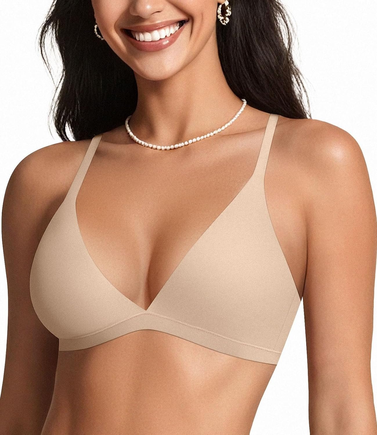 OEAK Womens Comfortable Triangle Bras No Underwire Sexy Plunge Unlined Bralette Pull On Bra Seamless Everyday Tshirt Bras - lunas-mystic-emporium.com OEAK Womens Comfortable Triangle Bras No Underwire Sexy Plunge Unlined Bralette Pull On Bra Seamless Everyday Tshirt Bras