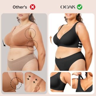 OEAK Womens Deep V Bras Wireless Comfortable Bra Supportive No Underwire Bras Tshirt Push Up Bralettes Plunge Seamless Bra - lunas-mystic-emporium.com OEAK Womens Deep V Bras Wireless Comfortable Bra Supportive No Underwire Bras Tshirt Push Up Bralettes Plunge Seamless Bra