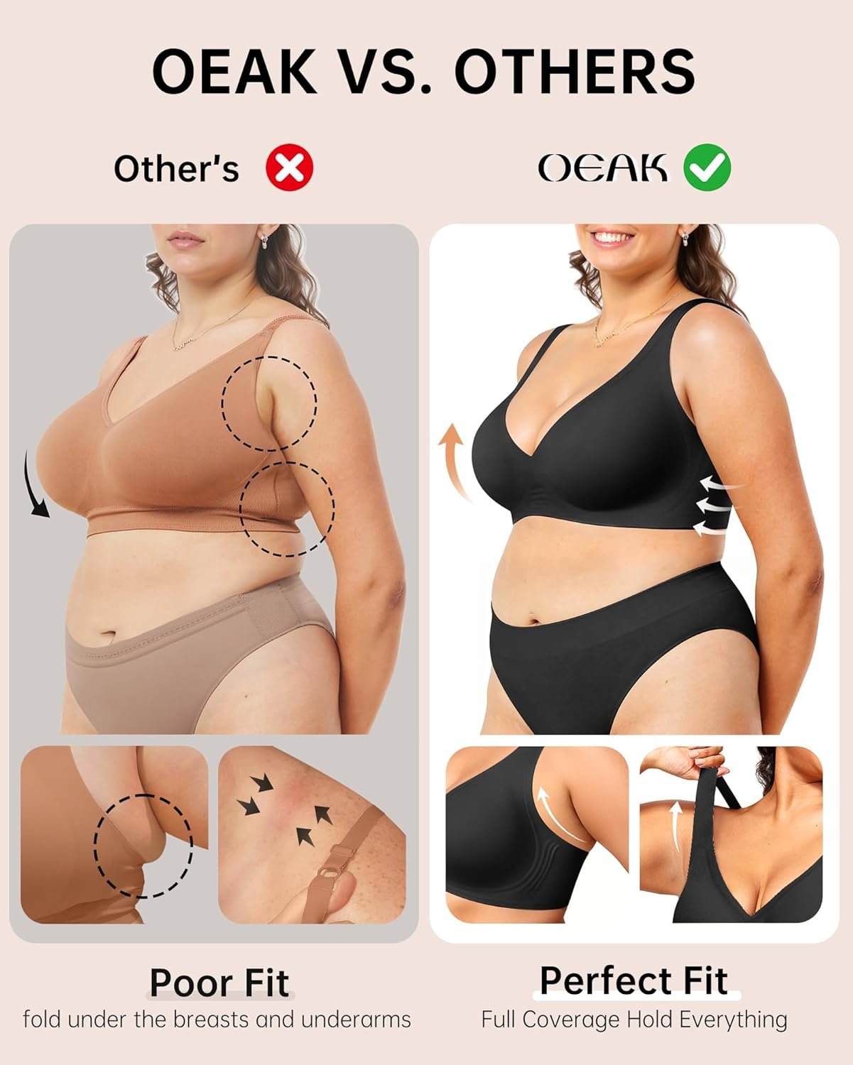 OEAK Womens Deep V Bras Wireless Comfortable Bra Supportive No Underwire Bras Tshirt Push Up Bralettes Plunge Seamless Bra - lunas-mystic-emporium.com OEAK Womens Deep V Bras Wireless Comfortable Bra Supportive No Underwire Bras Tshirt Push Up Bralettes Plunge Seamless Bra