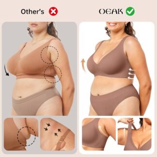 OEAK Womens Deep V Bras Wireless Comfortable Bra Supportive No Underwire Bras Tshirt Push Up Bralettes Plunge Seamless Bra - lunas-mystic-emporium.com OEAK Womens Deep V Bras Wireless Comfortable Bra Supportive No Underwire Bras Tshirt Push Up Bralettes Plunge Seamless Bra