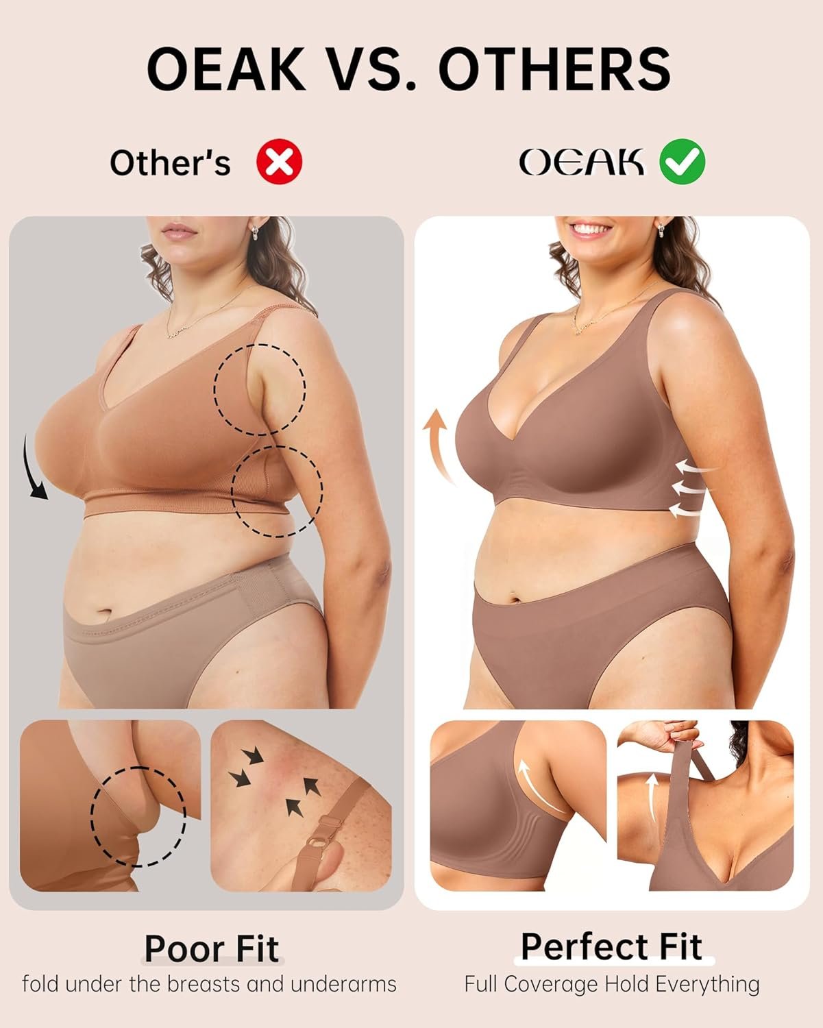 OEAK Womens Deep V Bras Wireless Comfortable Bra Supportive No Underwire Bras Tshirt Push Up Bralettes Plunge Seamless Bra - lunas-mystic-emporium.com OEAK Womens Deep V Bras Wireless Comfortable Bra Supportive No Underwire Bras Tshirt Push Up Bralettes Plunge Seamless Bra