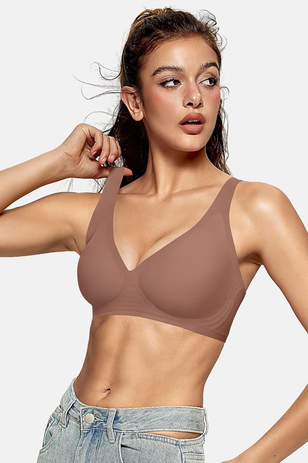 OEAK Womens Deep V Bras Wireless Comfortable Bra Supportive No Underwire Bras Tshirt Push Up Bralettes Plunge Seamless Bra - lunas-mystic-emporium.com OEAK Womens Deep V Bras Wireless Comfortable Bra Supportive No Underwire Bras Tshirt Push Up Bralettes Plunge Seamless Bra