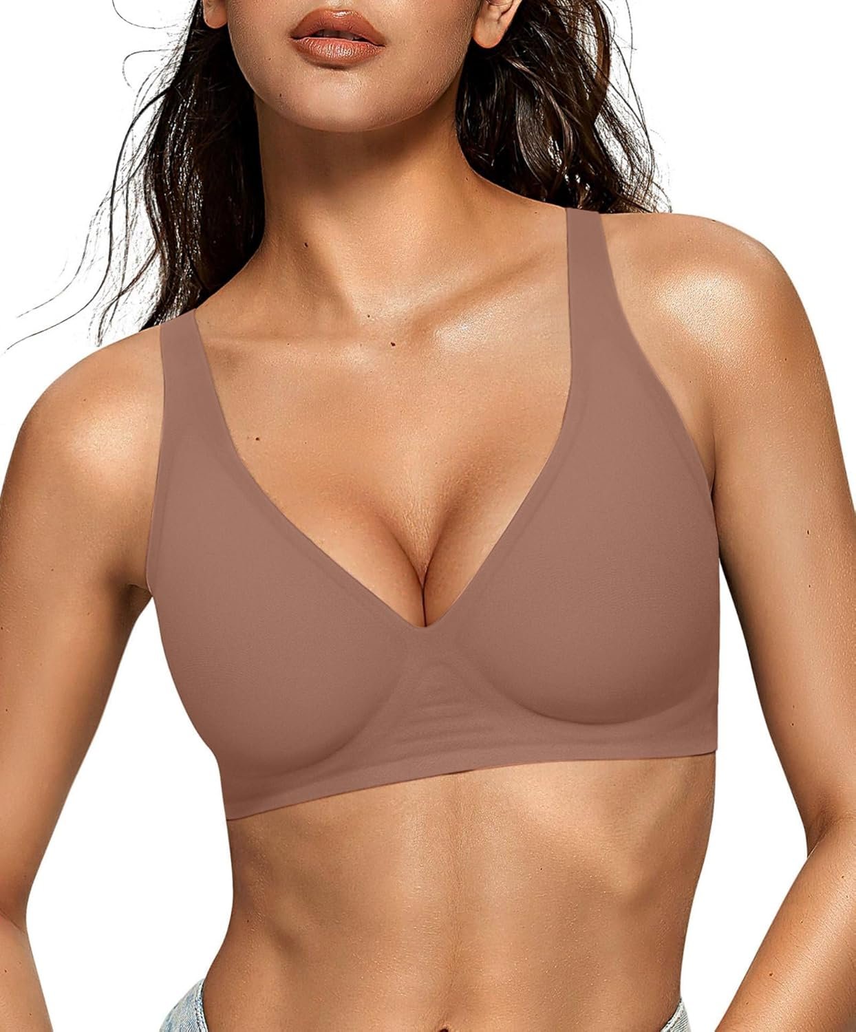 OEAK Womens Deep V Bras Wireless Comfortable Bra Supportive No Underwire Bras Tshirt Push Up Bralettes Plunge Seamless Bra - lunas-mystic-emporium.com OEAK Womens Deep V Bras Wireless Comfortable Bra Supportive No Underwire Bras Tshirt Push Up Bralettes Plunge Seamless Bra