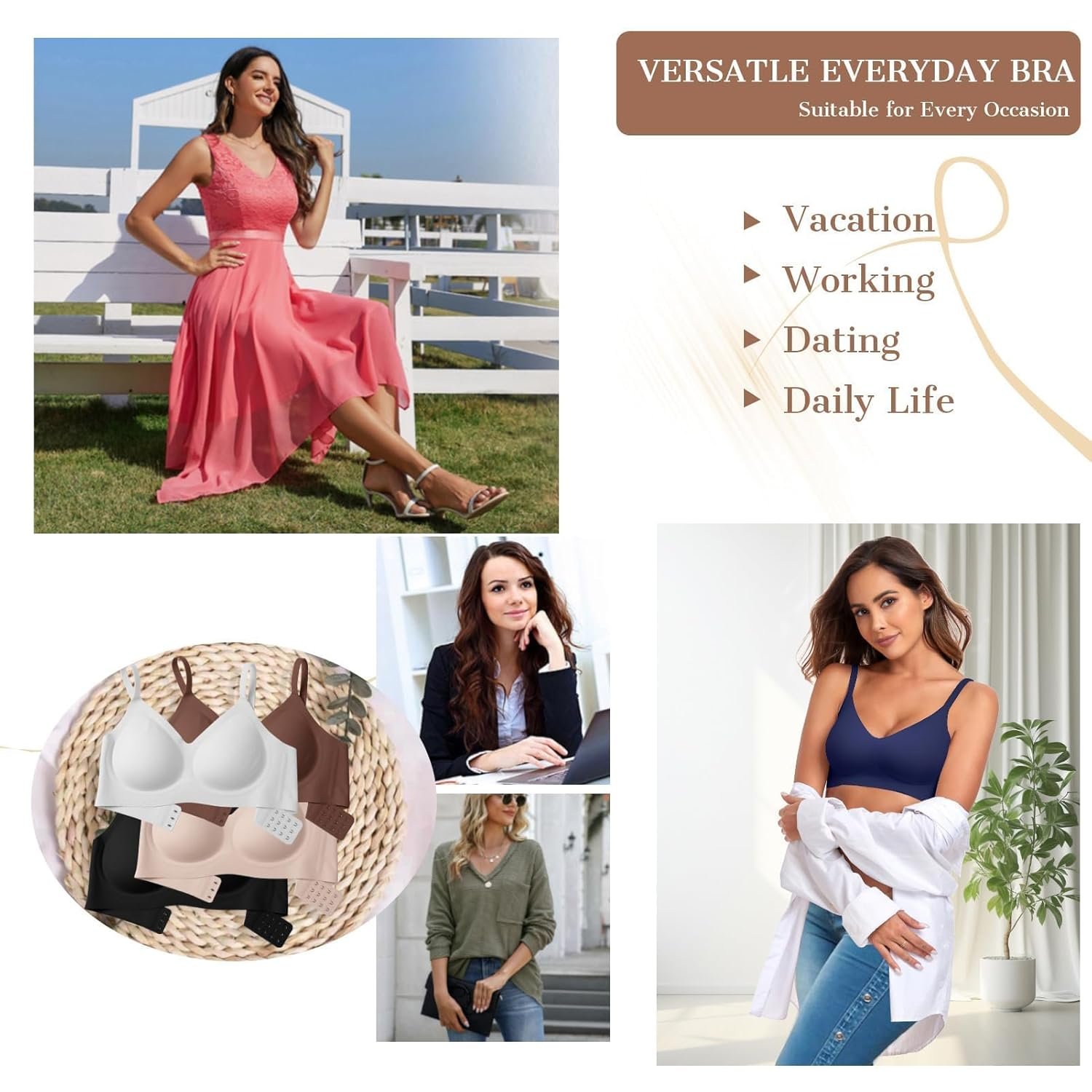 OEAK Womens Wireless Bras Comfortable Push Up Bra No Underwire Bra Full Support Lift Bralette Everyday Seamless Tshirt Bras - lunas-mystic-emporium.com OEAK Womens Wireless Bras Comfortable Push Up Bra No Underwire Bra Full Support Lift Bralette Everyday Seamless Tshirt Bras