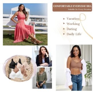 OEAK Womens Wireless Bras Push Up Support Full Coverage Bralettes No Underwire Bra Comfortable Everyday Seamless Tshirt Bras