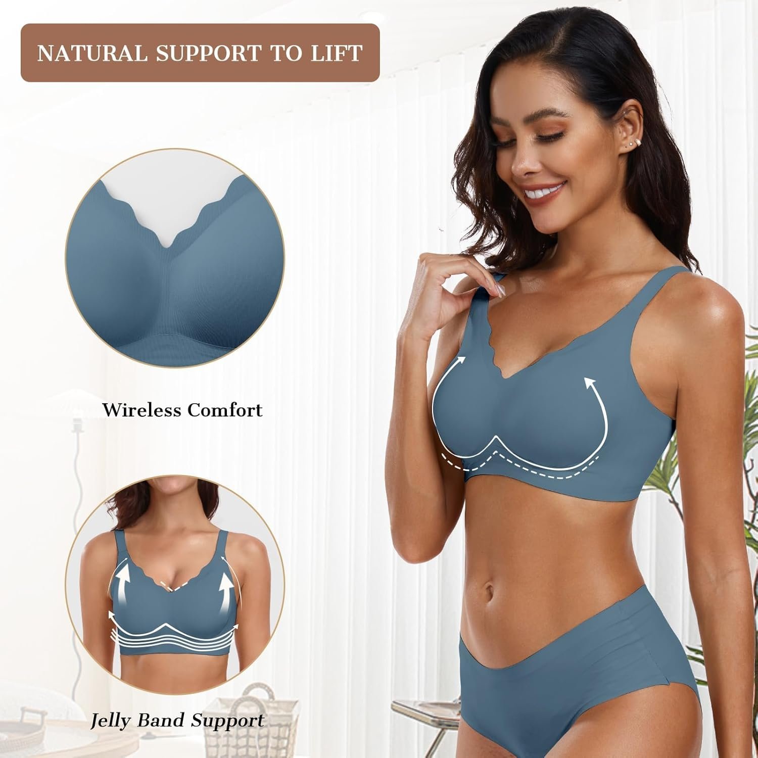 OEAK Womens Wireless Bras Push Up Support Full Coverage Bralettes No Underwire Bra Comfortable Everyday Seamless Tshirt Bras - lunas-mystic-emporium.com OEAK Womens Wireless Bras Push Up Support Full Coverage Bralettes No Underwire Bra Comfortable Everyday Seamless Tshirt Bras