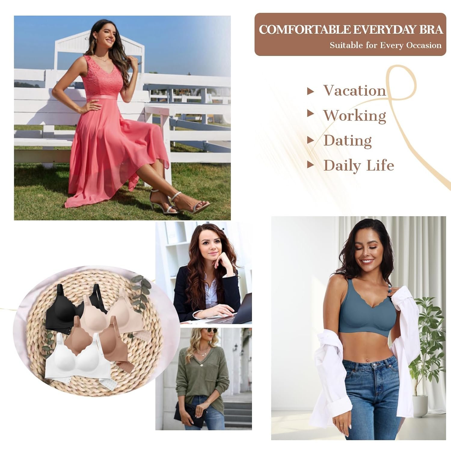 OEAK Womens Wireless Bras Push Up Support Full Coverage Bralettes No Underwire Bra Comfortable Everyday Seamless Tshirt Bras - lunas-mystic-emporium.com OEAK Womens Wireless Bras Push Up Support Full Coverage Bralettes No Underwire Bra Comfortable Everyday Seamless Tshirt Bras