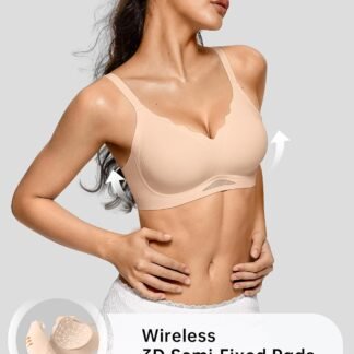 OEAK Womens Wireless Bras Scalloped Push Up Bralettes No Underwire Supportive Tshirt Bra Seamless Comfortable Everyday Bras