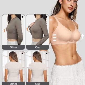 OEAK Womens Wireless Bras Scalloped Push Up Bralettes No Underwire Supportive Tshirt Bra Seamless Comfortable Everyday Bras