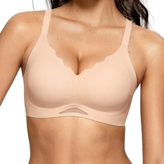 OEAK Womens Wireless Bras Scalloped Push Up Bralettes No Underwire Supportive Tshirt Bra Seamless Comfortable Everyday Bras