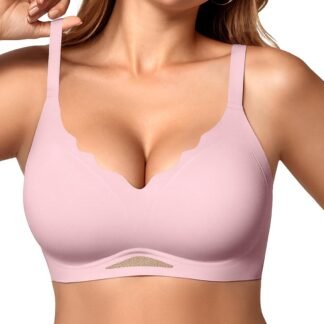 OEAK Womens Wireless Bras Scalloped Push Up Bralettes No Underwire Supportive Tshirt Bra Seamless Comfortable Everyday Bras