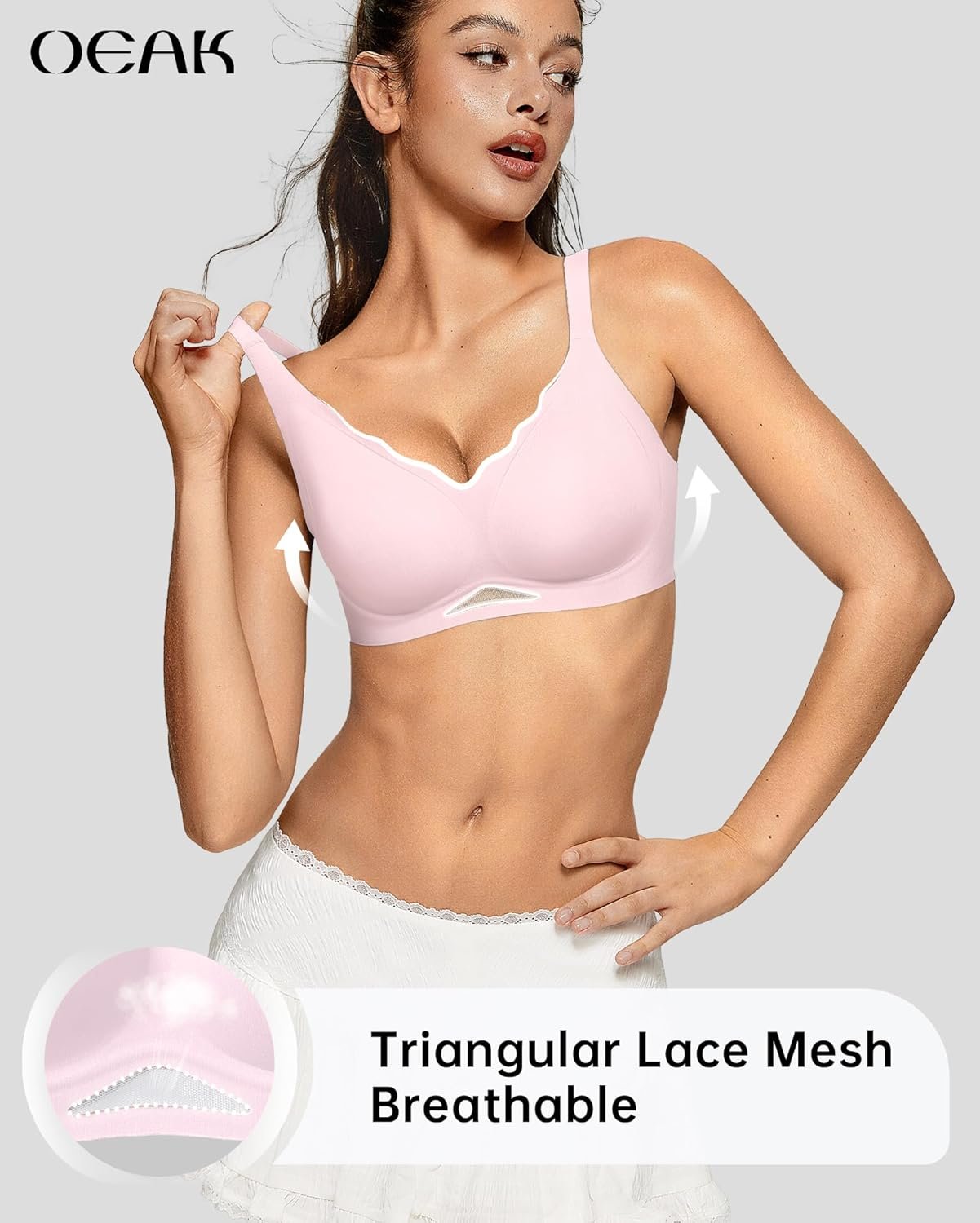 OEAK Womens Wireless Bras Scalloped Push Up Bralettes No Underwire Supportive Tshirt Bra Seamless Comfortable Everyday Bras - lunas-mystic-emporium.com OEAK Womens Wireless Bras Scalloped Push Up Bralettes No Underwire Supportive Tshirt Bra Seamless Comfortable Everyday Bras