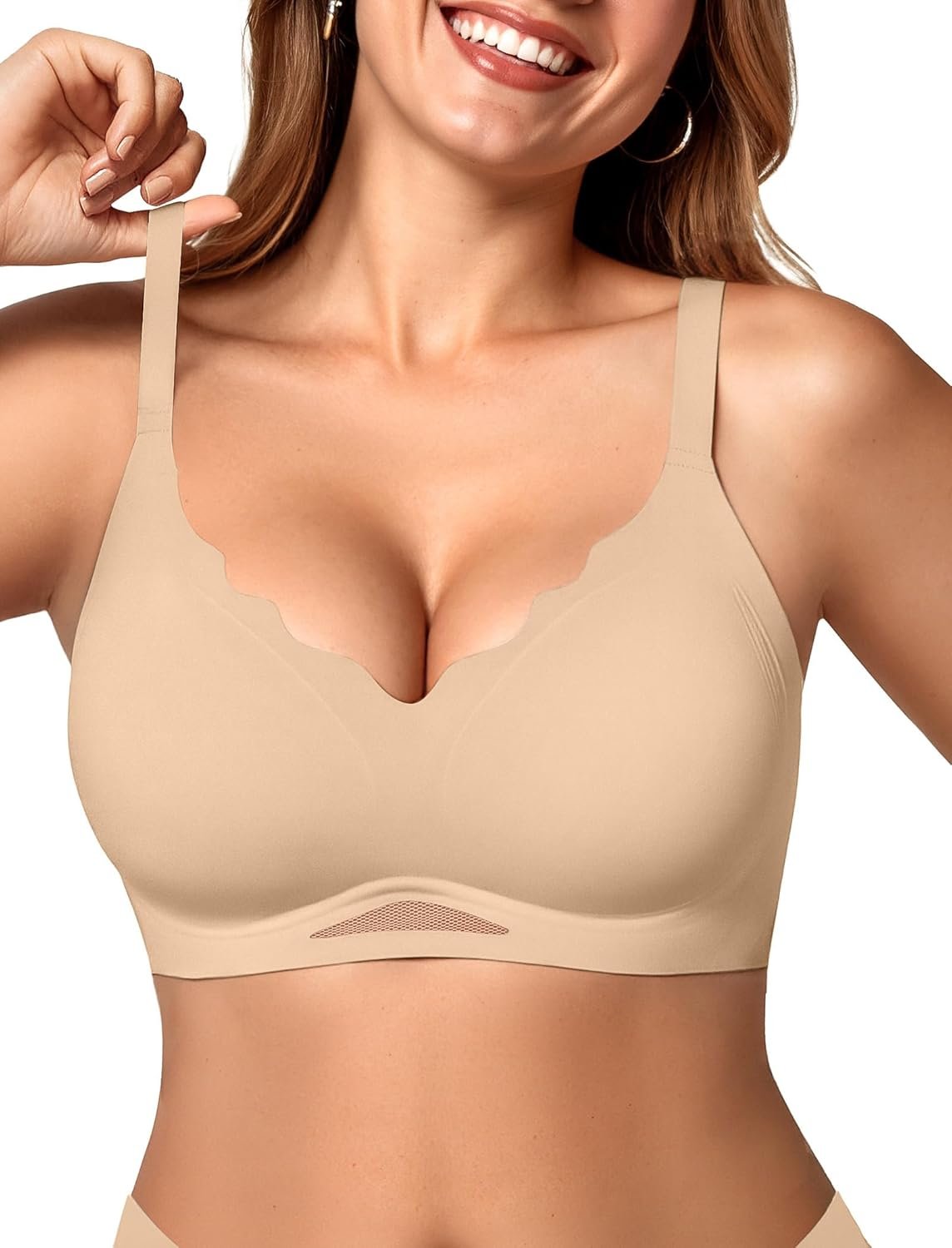 OEAK Womens Wireless Bras Scalloped Push Up Bralettes No Underwire Supportive Tshirt Bra Seamless Comfortable Everyday Bras - lunas-mystic-emporium.com OEAK Womens Wireless Bras Scalloped Push Up Bralettes No Underwire Supportive Tshirt Bra Seamless Comfortable Everyday Bras