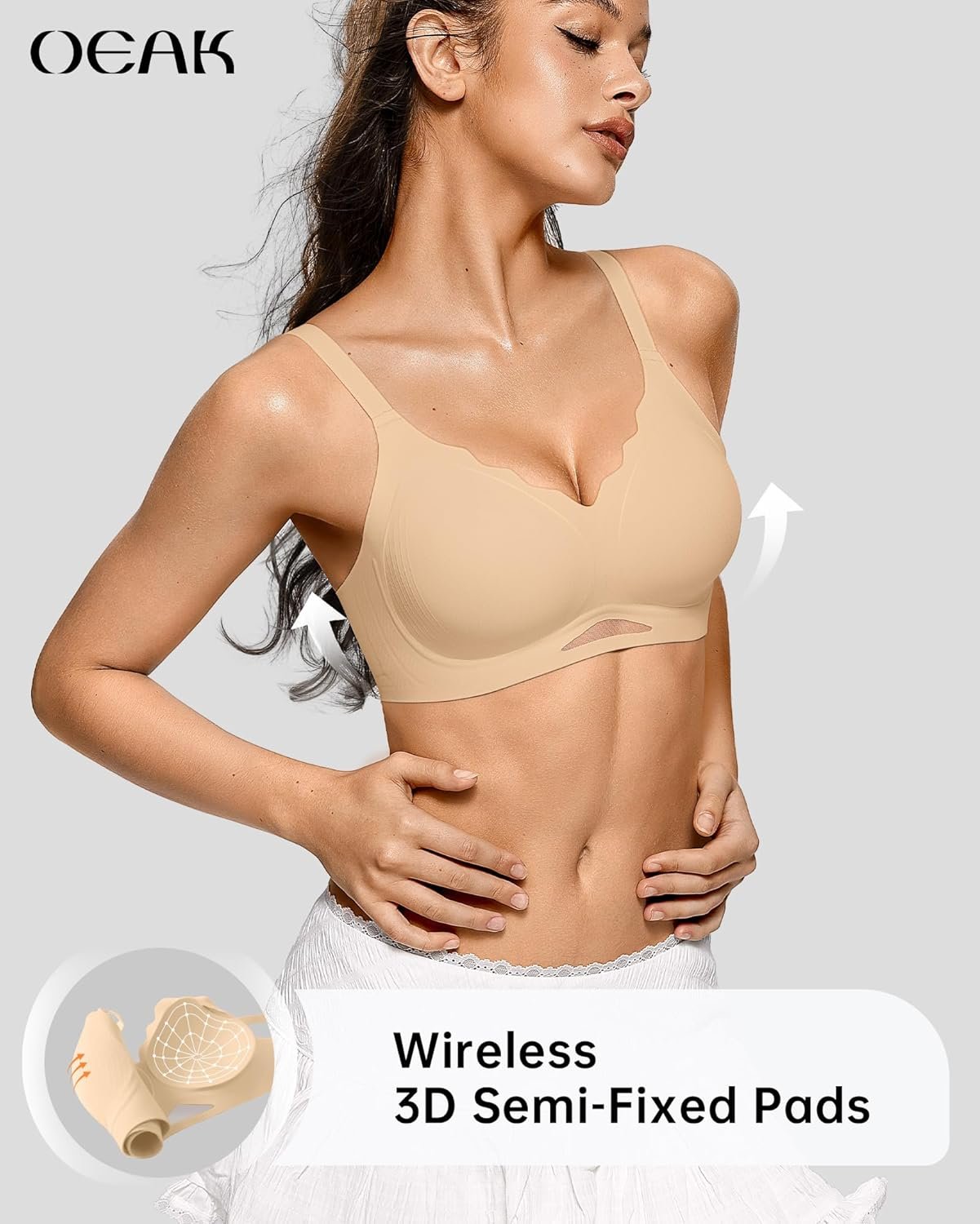 OEAK Womens Wireless Bras Scalloped Push Up Bralettes No Underwire Supportive Tshirt Bra Seamless Comfortable Everyday Bras - lunas-mystic-emporium.com OEAK Womens Wireless Bras Scalloped Push Up Bralettes No Underwire Supportive Tshirt Bra Seamless Comfortable Everyday Bras