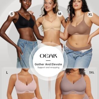 OEAK Womens Wireless Bras Scalloped Push Up Bralettes No Underwire Supportive Tshirt Bra Seamless Comfortable Everyday Bras - lunas-mystic-emporium.com OEAK Womens Wireless Bras Scalloped Push Up Bralettes No Underwire Supportive Tshirt Bra Seamless Comfortable Everyday Bras
