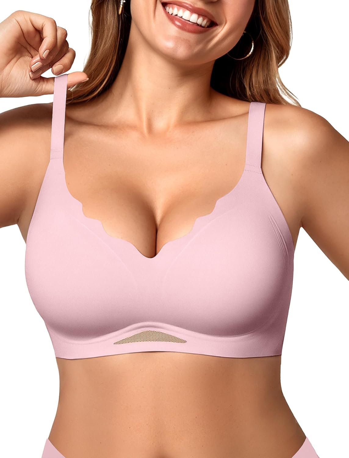 OEAK Womens Wireless Bras Scalloped Push Up Bralettes No Underwire Supportive Tshirt Bra Seamless Comfortable Everyday Bras - lunas-mystic-emporium.com OEAK Womens Wireless Bras Scalloped Push Up Bralettes No Underwire Supportive Tshirt Bra Seamless Comfortable Everyday Bras