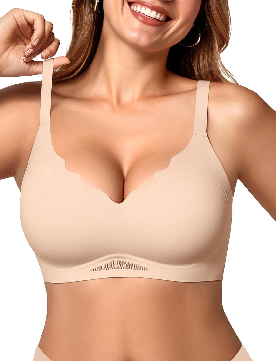 OEAK Womens Wireless Bras Scalloped Push Up Bralettes No Underwire Supportive Tshirt Bra Seamless Comfortable Everyday Bras - lunas-mystic-emporium.com OEAK Womens Wireless Bras Scalloped Push Up Bralettes No Underwire Supportive Tshirt Bra Seamless Comfortable Everyday Bras