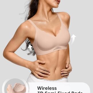 OEAK Womens Wireless Bras Scalloped Push Up Bralettes No Underwire Supportive Tshirt Bra Seamless Comfortable Everyday Bras