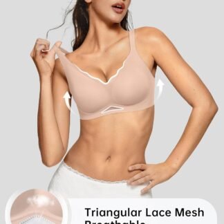 OEAK Womens Wireless Bras Scalloped Push Up Bralettes No Underwire Supportive Tshirt Bra Seamless Comfortable Everyday Bras