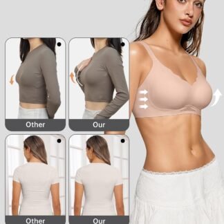 OEAK Womens Wireless Bras Scalloped Push Up Bralettes No Underwire Supportive Tshirt Bra Seamless Comfortable Everyday Bras
