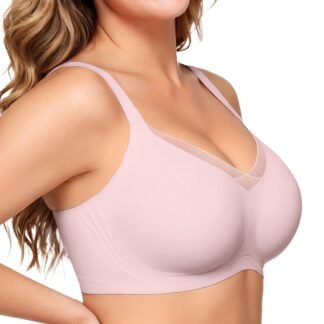 OEAK Womens Wireless Bras V Mesh Comfortable Bralette Supportive Tshirt Bra No Underwire Seamless Push Up Everyday Bras