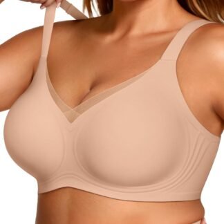OEAK Womens Wireless Bras V Mesh Comfortable Bralette Supportive Tshirt Bra No Underwire Seamless Push Up Everyday Bras