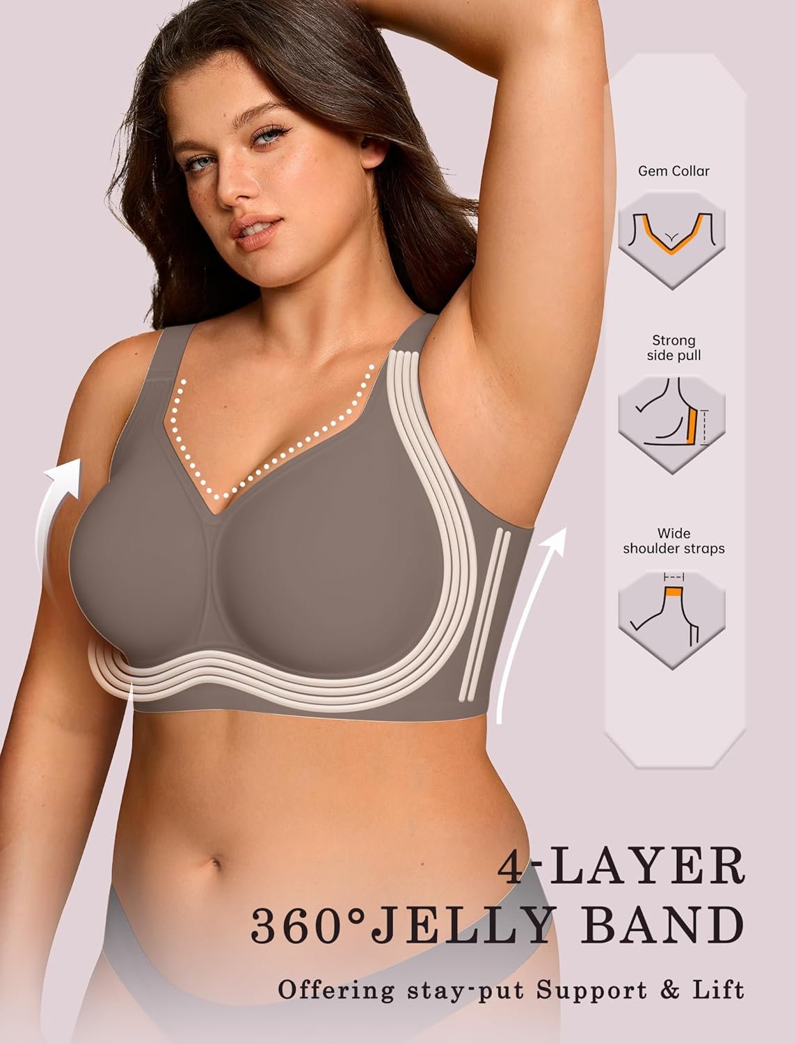 OEAK Womens Wireless Jelly Bra Plus Size Supportive Seamless Bras Full Coverage Push Up Comfortable No Underwire Tshirt Bras - lunas-mystic-emporium.com OEAK Womens Wireless Jelly Bra Plus Size Supportive Seamless Bras Full Coverage Push Up Comfortable No Underwire Tshirt Bras