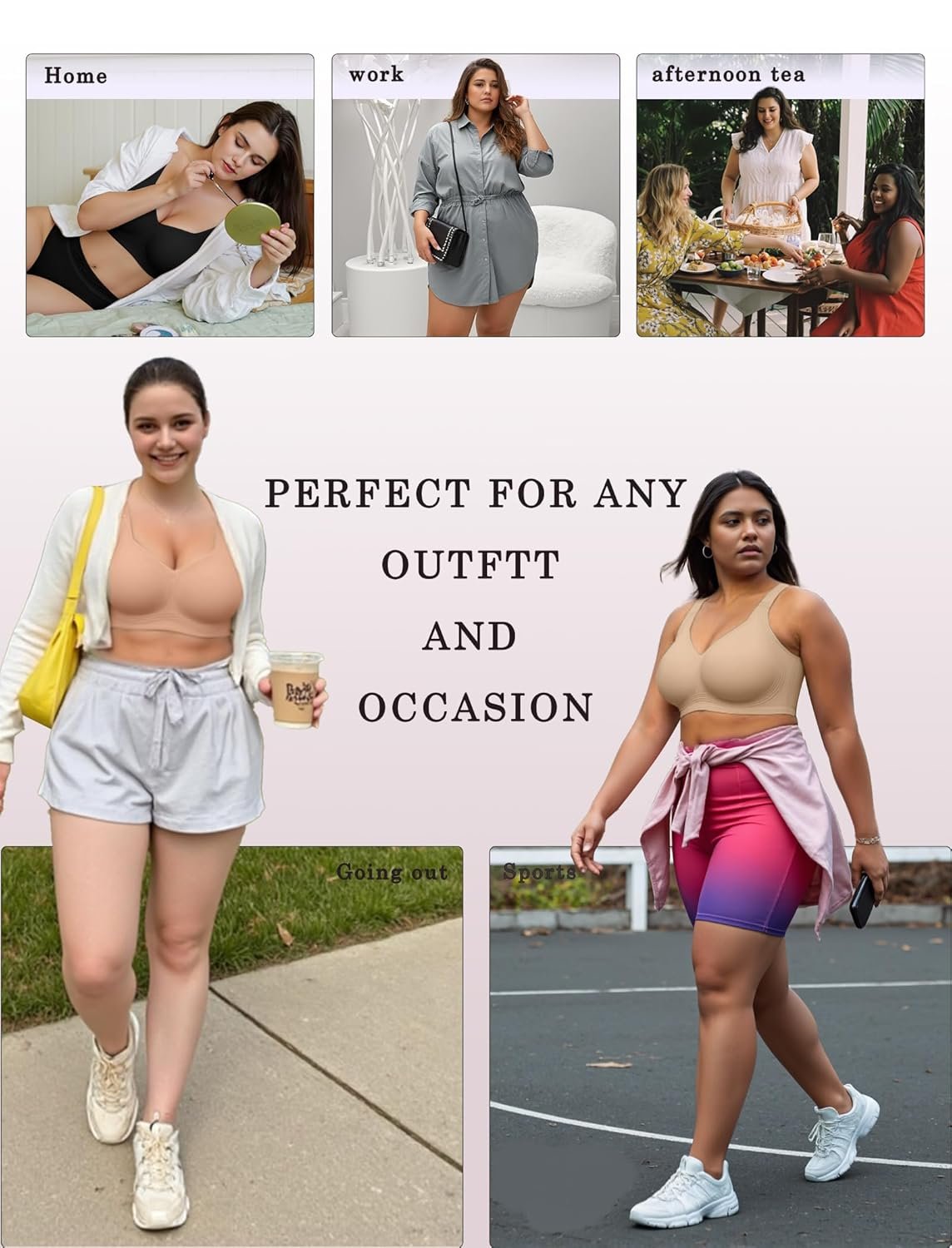 OEAK Womens Wireless Jelly Bra Plus Size Supportive Seamless Bras Full Coverage Push Up Comfortable No Underwire Tshirt Bras - lunas-mystic-emporium.com OEAK Womens Wireless Jelly Bra Plus Size Supportive Seamless Bras Full Coverage Push Up Comfortable No Underwire Tshirt Bras