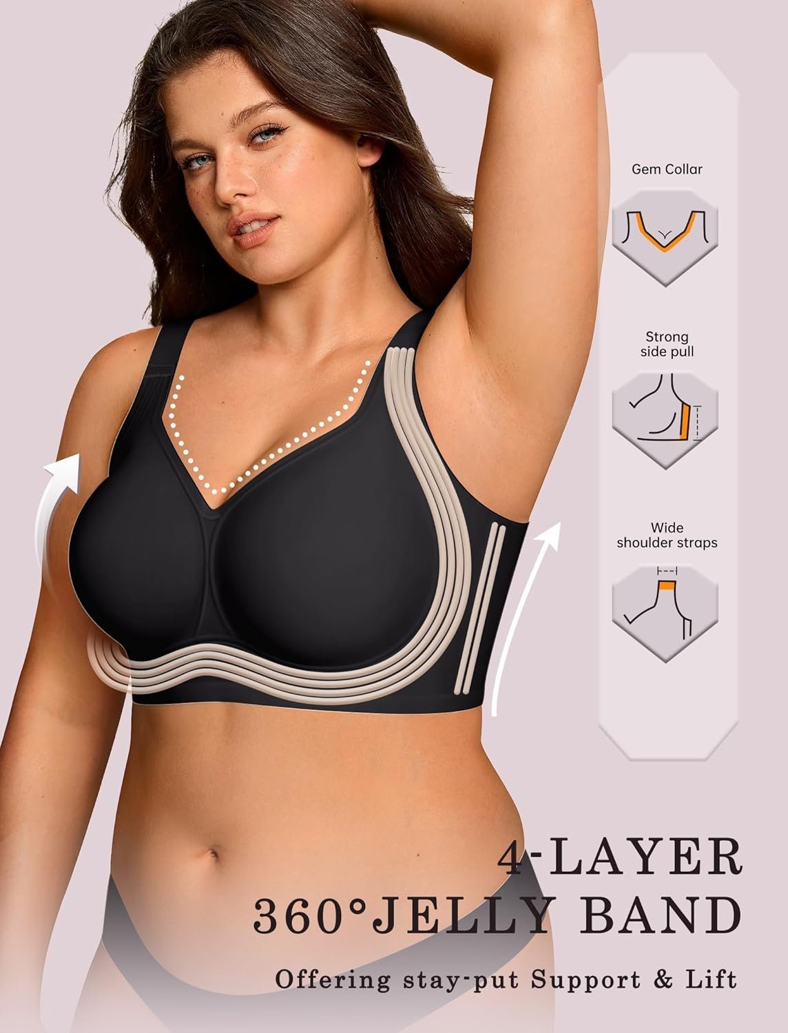 OEAK Womens Wireless Jelly Bra Plus Size Supportive Seamless Bras Full Coverage Push Up Comfortable No Underwire Tshirt Bras - lunas-mystic-emporium.com OEAK Womens Wireless Jelly Bra Plus Size Supportive Seamless Bras Full Coverage Push Up Comfortable No Underwire Tshirt Bras