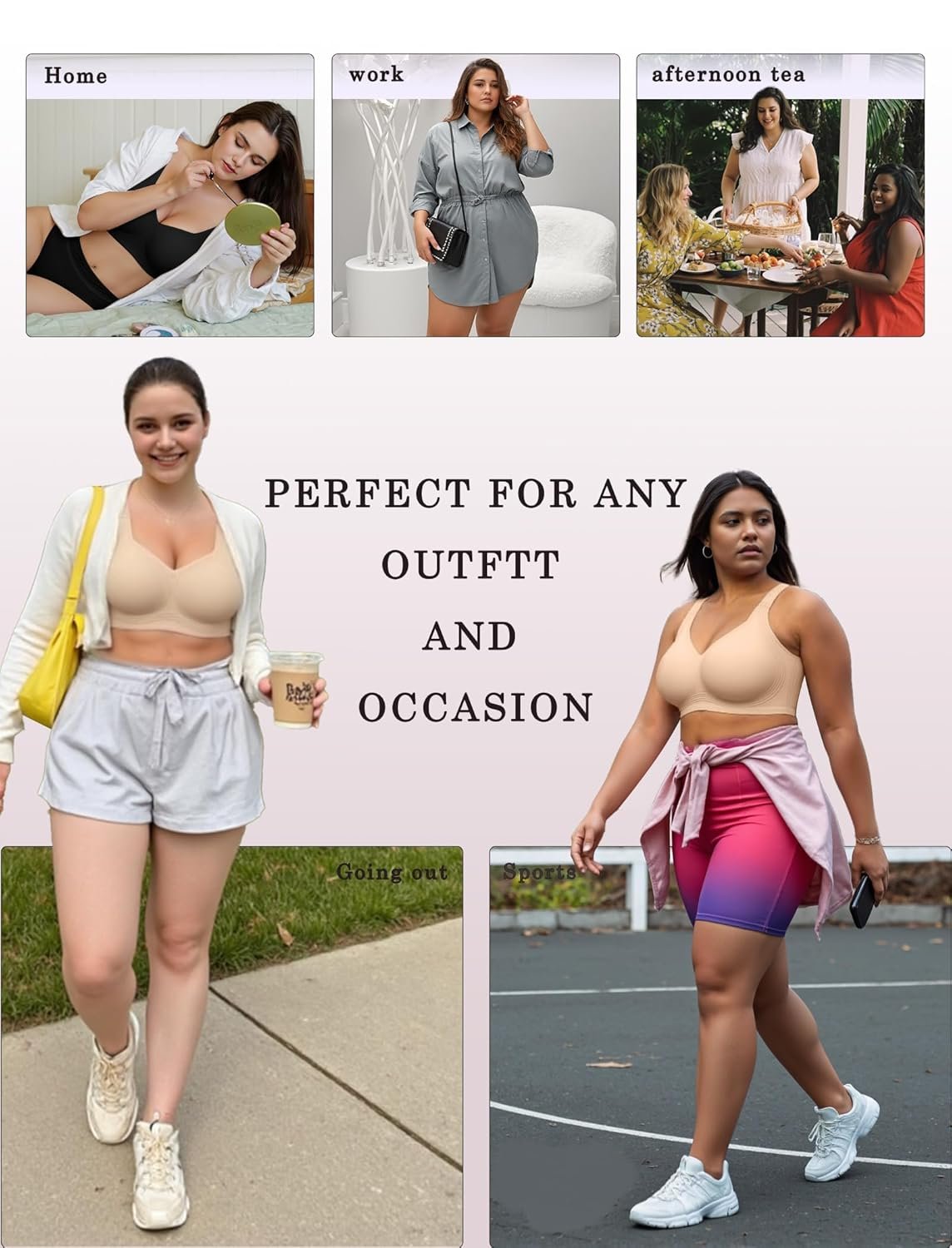 OEAK Womens Wireless Jelly Bra Plus Size Supportive Seamless Bras Full Coverage Push Up Comfortable No Underwire Tshirt Bras - lunas-mystic-emporium.com OEAK Womens Wireless Jelly Bra Plus Size Supportive Seamless Bras Full Coverage Push Up Comfortable No Underwire Tshirt Bras