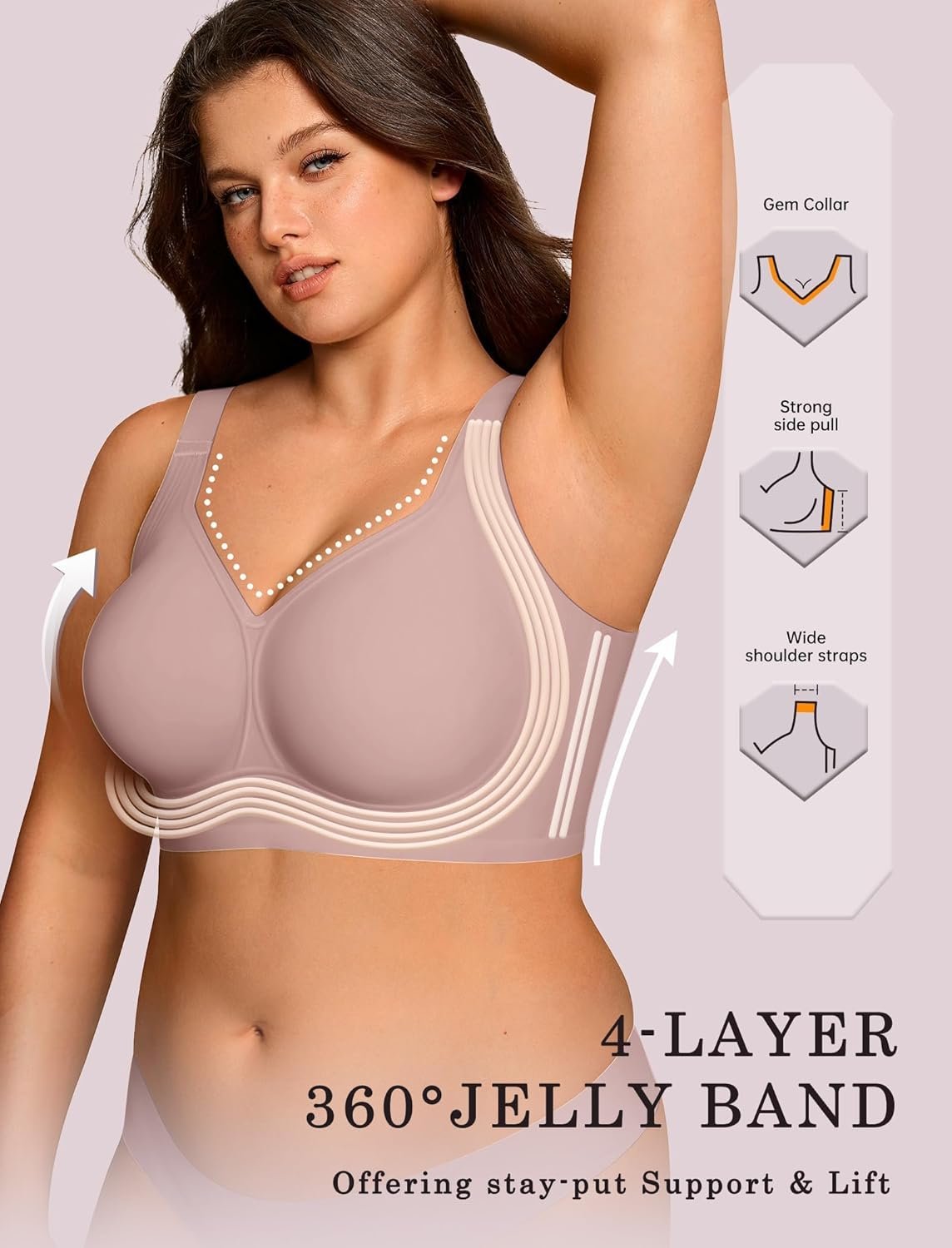 OEAK Womens Wireless Jelly Bra Plus Size Supportive Seamless Bras Full Coverage Push Up Comfortable No Underwire Tshirt Bras - lunas-mystic-emporium.com OEAK Womens Wireless Jelly Bra Plus Size Supportive Seamless Bras Full Coverage Push Up Comfortable No Underwire Tshirt Bras
