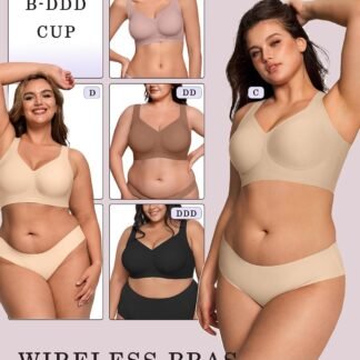 OEAK Womens Wireless Jelly Bra Plus Size Supportive Seamless Bras Full Coverage Push Up Comfortable No Underwire Tshirt Bras