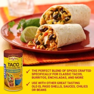 Old El Paso Taco Seasoning, 25% Less Sodium, Large Size, 6.25 oz.