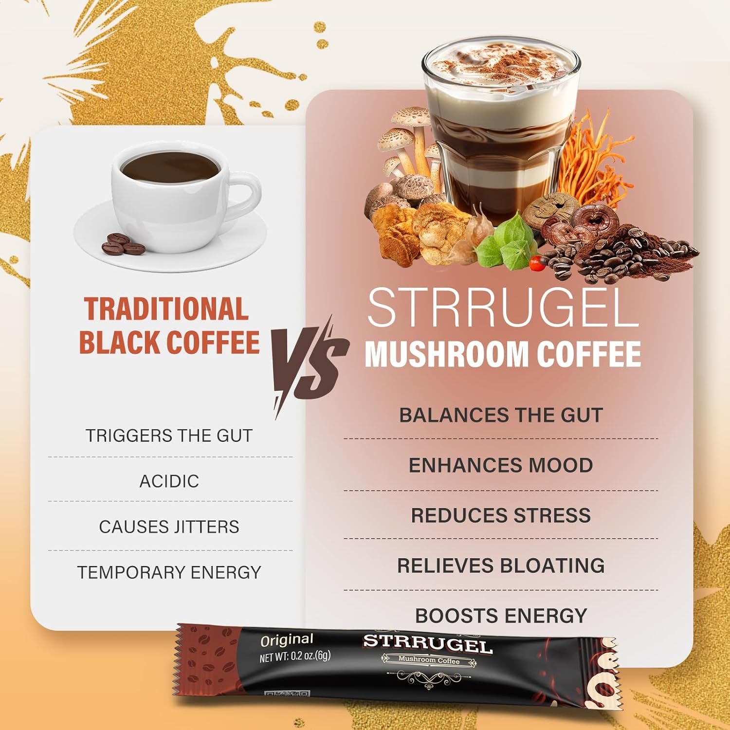 Organic Mushroom Coffee with Lions Mane Reishi - 9 Functional Mushrooms + Ashwagandha for Focus Energy Stress Relief - Low Caffeine Instant Coffee Sticks 32 Servings - lunas-mystic-emporium.com Organic Mushroom Coffee with Lion’s Mane & Reishi - 9 Functional Mushrooms + Ashwagandha for Focus, Energy & Stress Relief - Low Caffeine Instant Coffee Sticks, 32 Servings