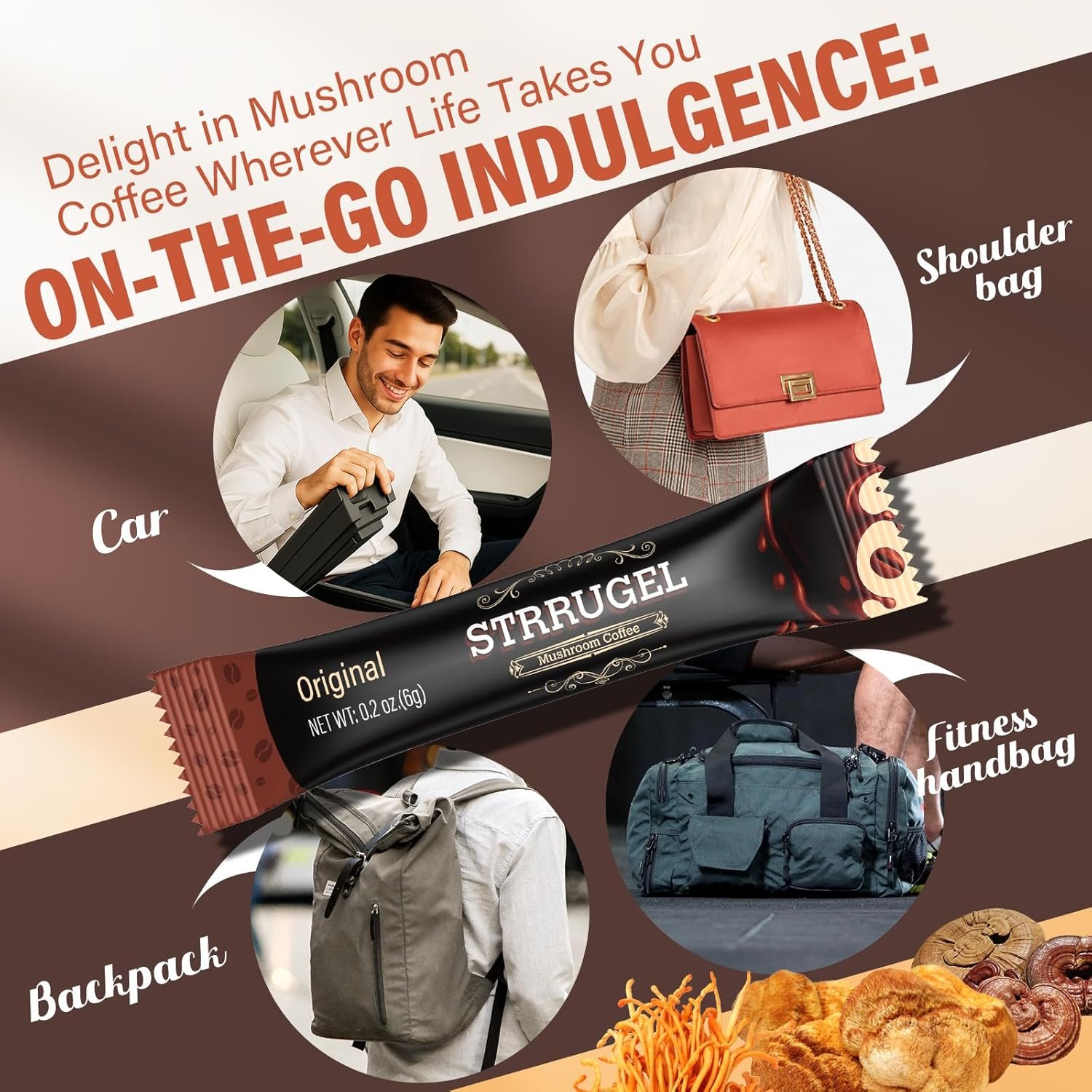 Organic Mushroom Coffee with Lions Mane Reishi - 9 Functional Mushrooms + Ashwagandha for Focus Energy Stress Relief - Low Caffeine Instant Coffee Sticks 32 Servings - lunas-mystic-emporium.com Organic Mushroom Coffee with Lion’s Mane & Reishi - 9 Functional Mushrooms + Ashwagandha for Focus, Energy & Stress Relief - Low Caffeine Instant Coffee Sticks, 32 Servings